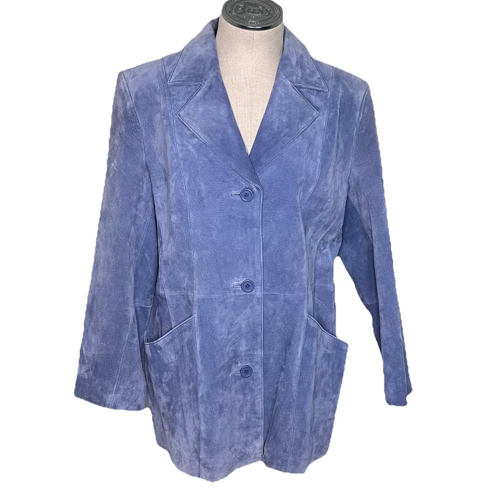 Dialogue Blue Suede Blazer Jacket